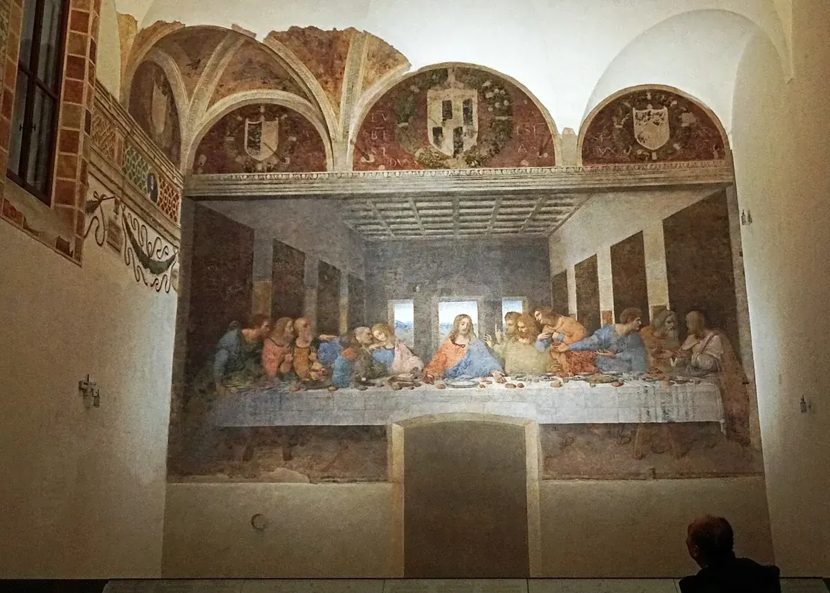 Leonardos Letztes Abendmahl an der Wand des Refektoriums in Mailand