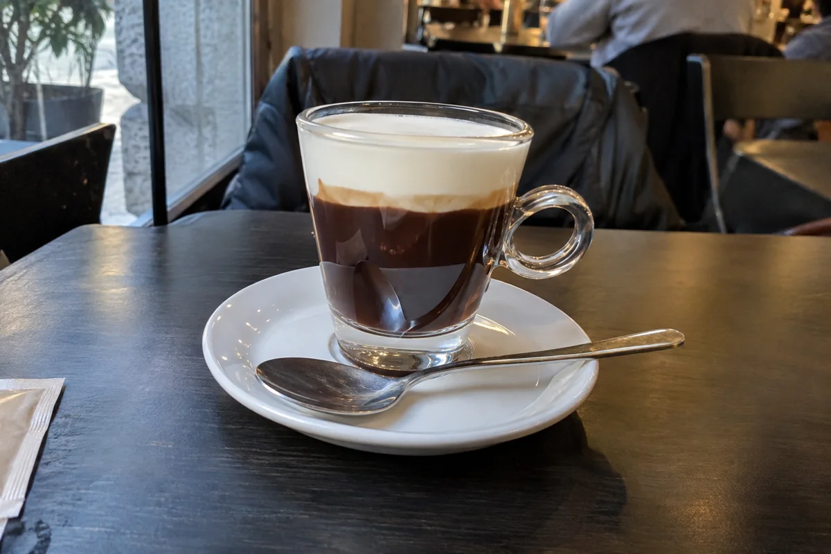 Bicerin mit Schokolade, Espresso und Sahne