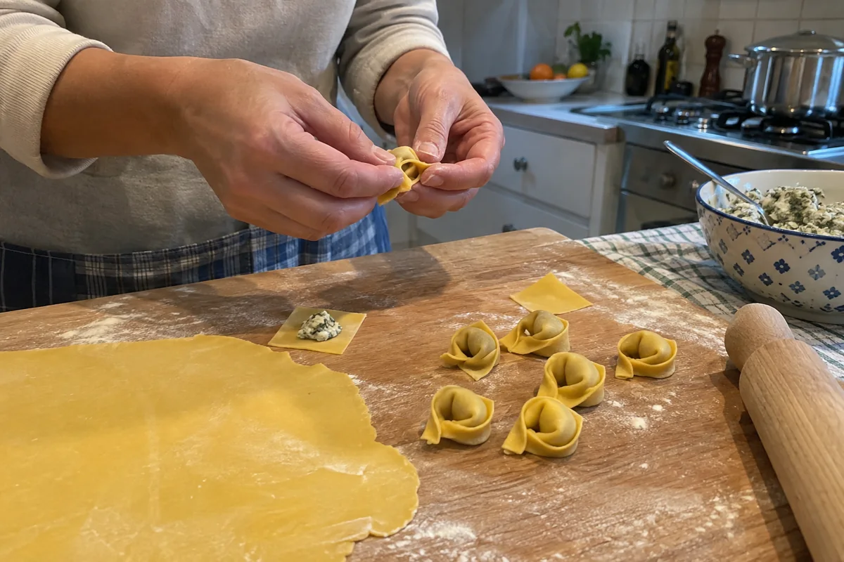 Frische gefüllte Pasta von Hand formen